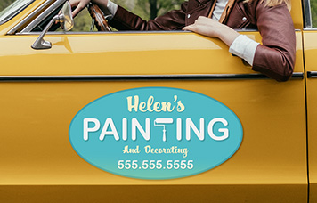 Helen's Painting Oval car sign magnet